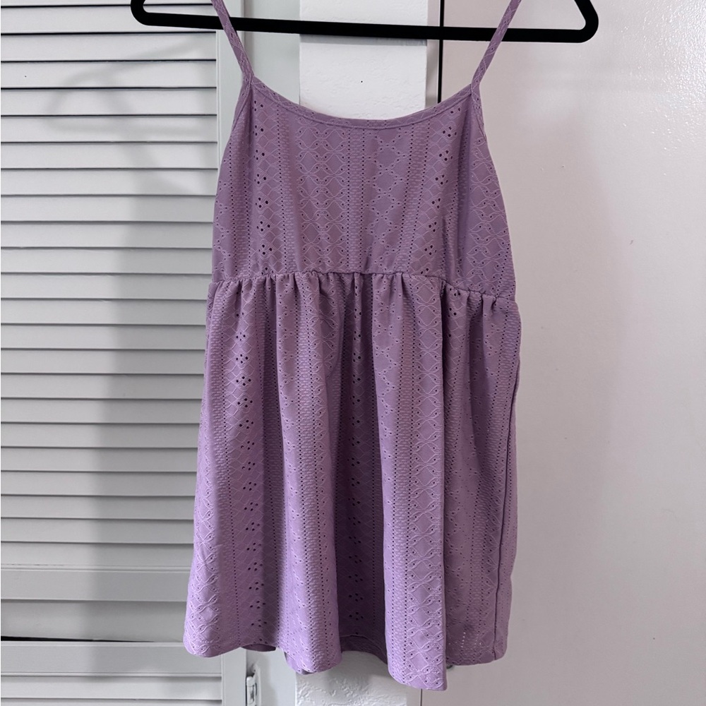 Lavender/Pink Eyelet Spaghetti Strap Top